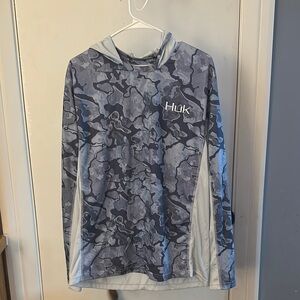 Huk Gray and Blue Camo Hoodie